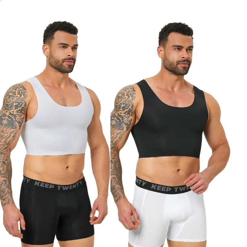 Mens seamless shaping short vest sleeveless slim fit underwear high elasticity breathable comfortable vest250827