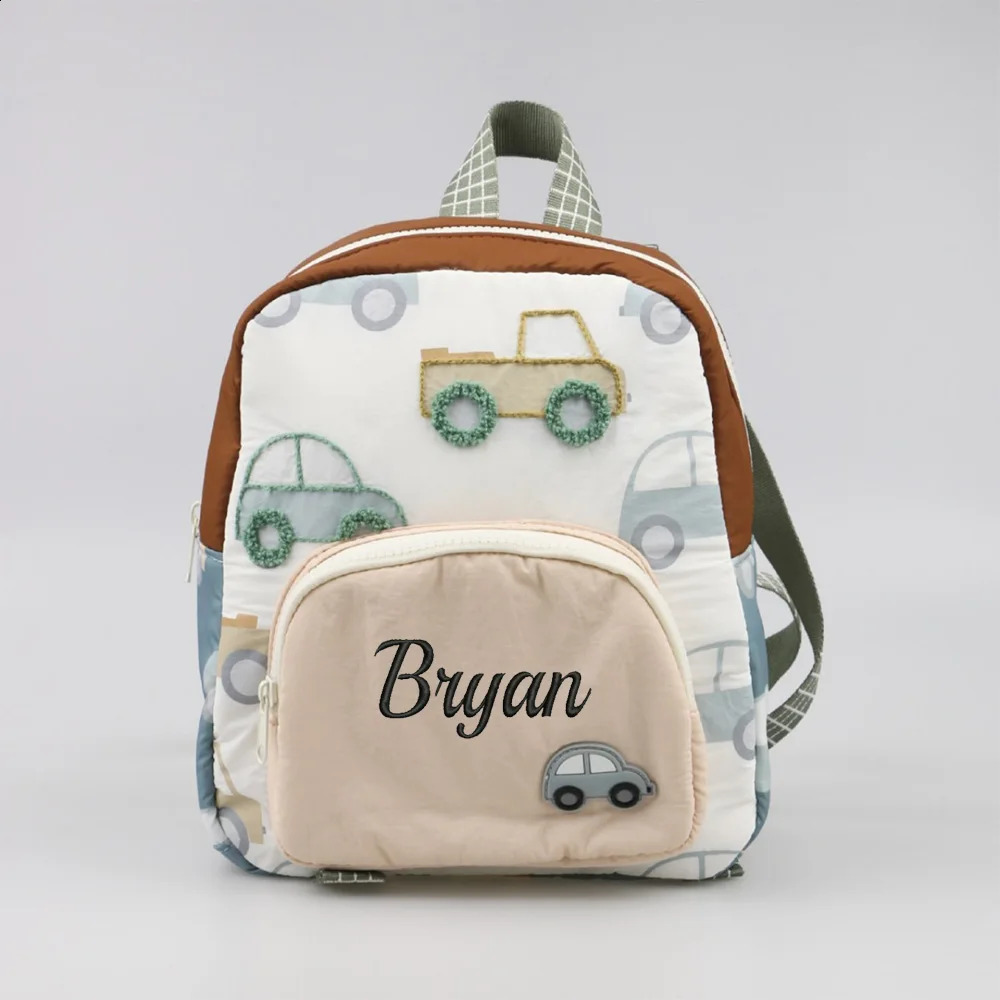 Car Embroidery Childrens Backpack Personalized Name Backpack Walking Bag Customized Diaper Bag For Boys And Girls250826
