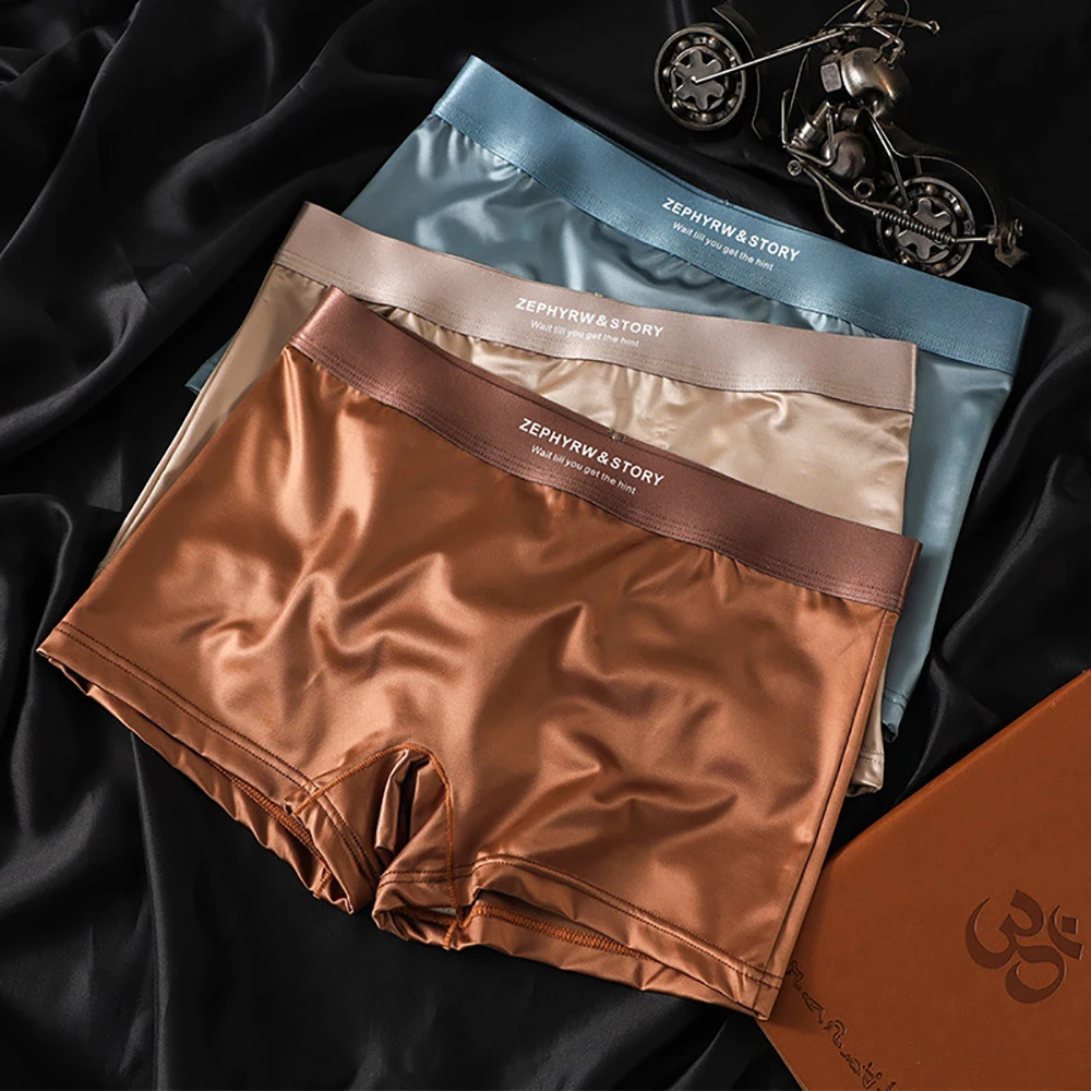 3PCS/Pack Ice Silk Satinlike Womens Panties 3D Doublelayer Breathable Mesh Crotch Underwear Soft Smooth Safety Briefs250826