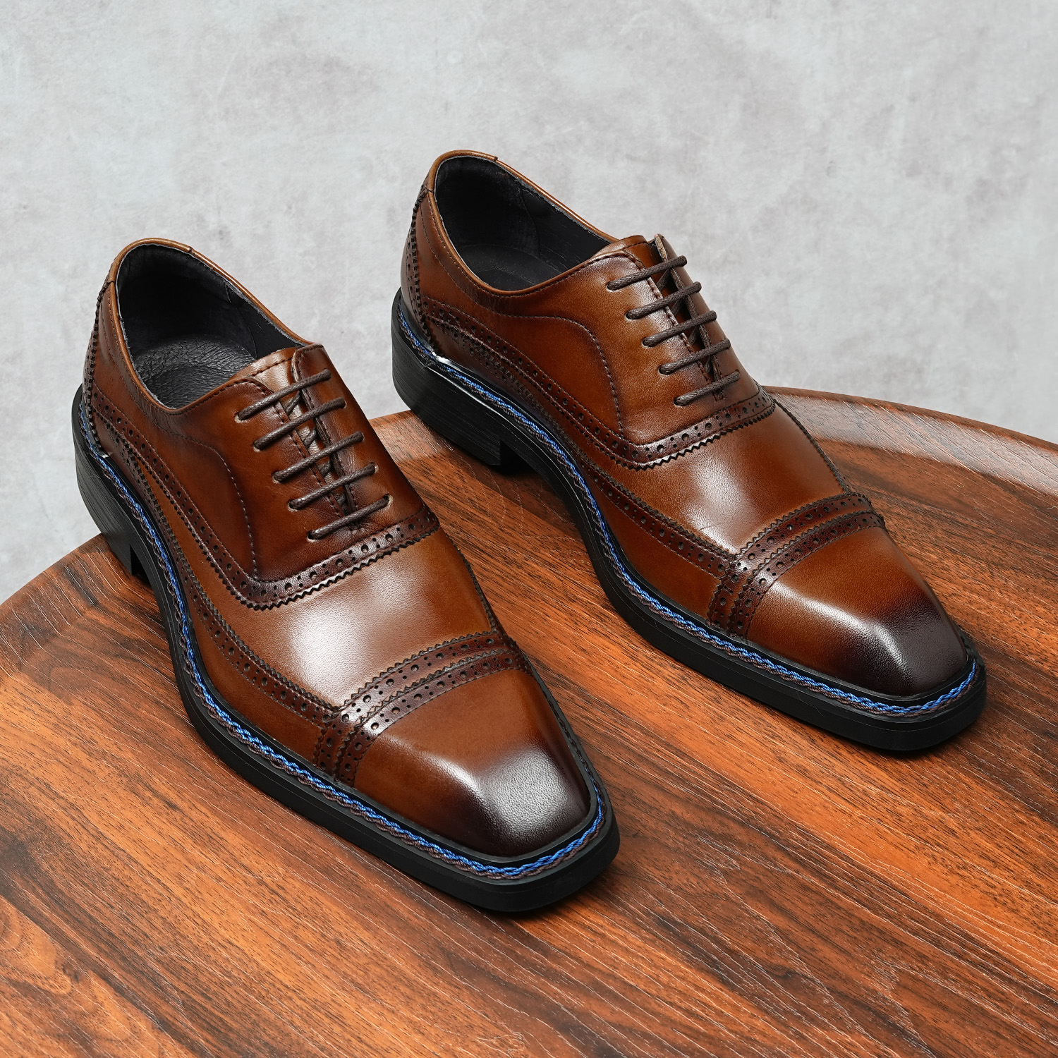 Men's leather shoes, three-piece, formal wear for weddings, high-end wedding, European style, genuine leather handmade, large size 46
