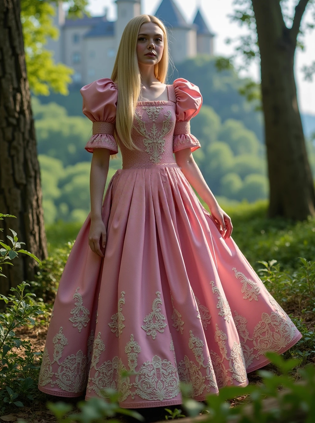Princess Pink Prom Dresses With Puff Sleeves Pleats A-Line Satin Evening Gown Floor Length Vintage Elegant Special Occasion Dress Square Collar Lace