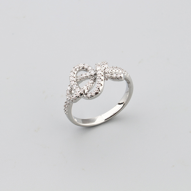 Designer Rings for Women 18k Gold Plated Bowknot Rope Knot Ring Inlay Zircon Diamond Cross Geometric High Quality Charm Jewelry Wholesales Drop Ship