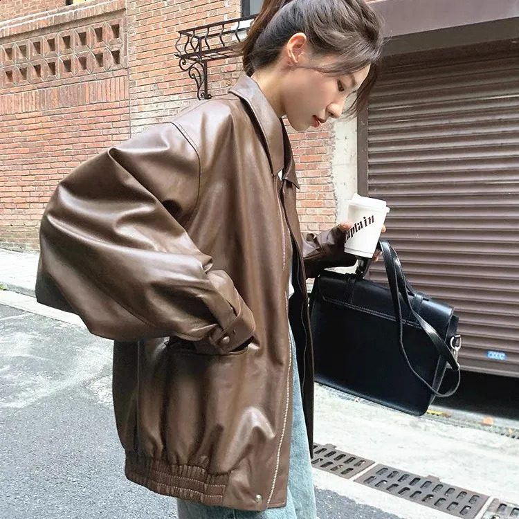 Womens Spring Full Long Sleeve Jacket Coat Autumn Leather Blazer Winter Zipper Outwear Suit Cardigan Female Jackets 250827