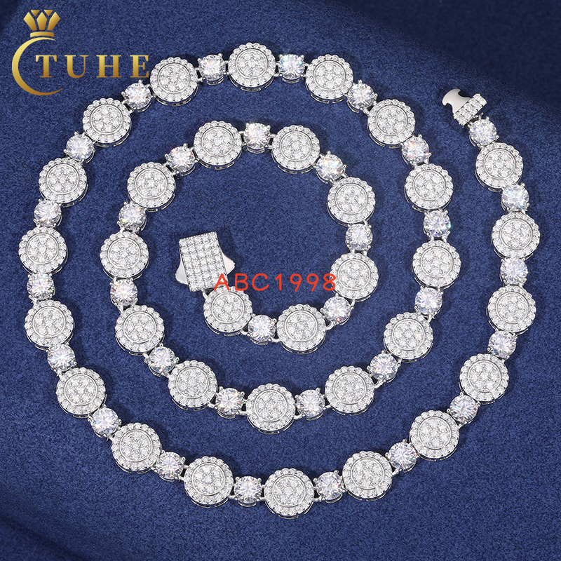 New Arrivals Men 9mm White Gold 925 Sterling Silver Necklace Pass Diamond Tester GRA Certified VVS Moissanite Luxury Chain
