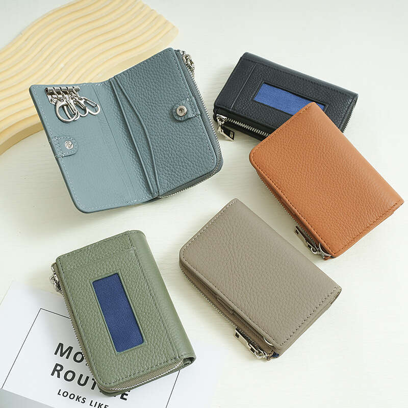 New Korean and Japanese Style Genuine Leather Wallet for Women, Card Holder, Cowhide Multifunctional Zipper Key Wallet, Coin Purse designer wallet B