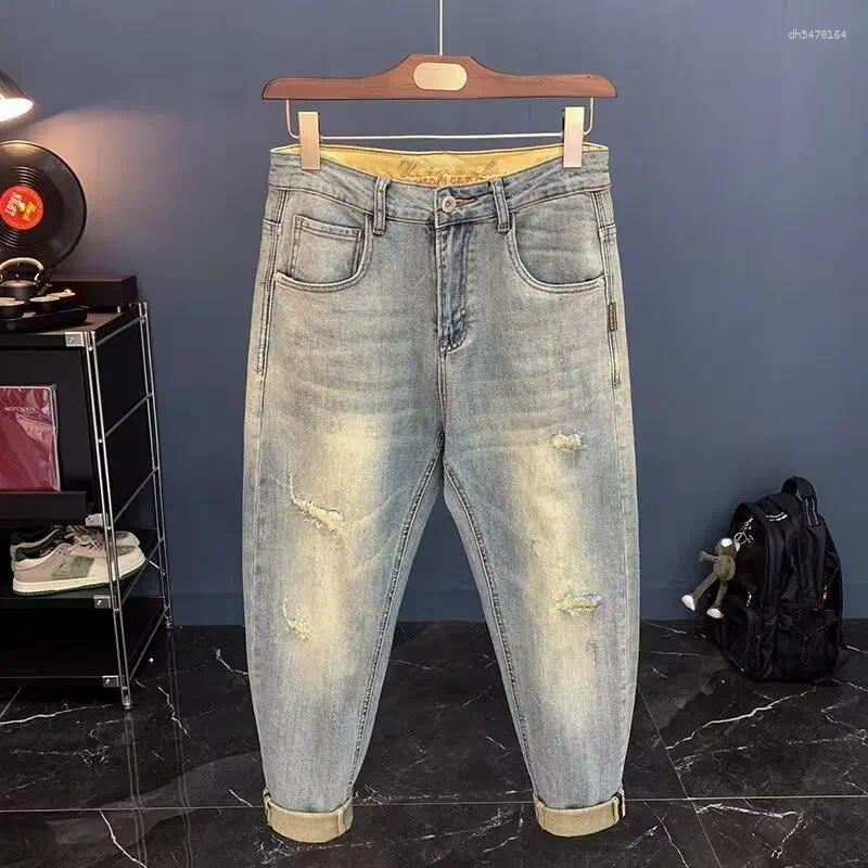 Men's Jeans For Man 2025 Spring Autumn Small Ripped Vintage Pants Trendy Brand Harlan Men Clothes Streetwear Clothing