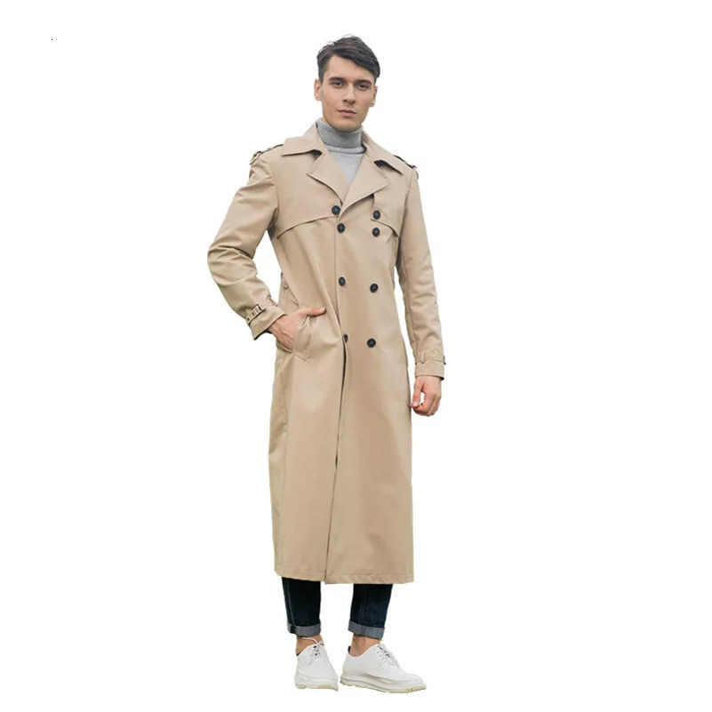 Men Spring Autumn Trench Coat Smart Casual British Style Double Breasted Windbreaker Turndown Collar Outwear DR1023 250827BJ