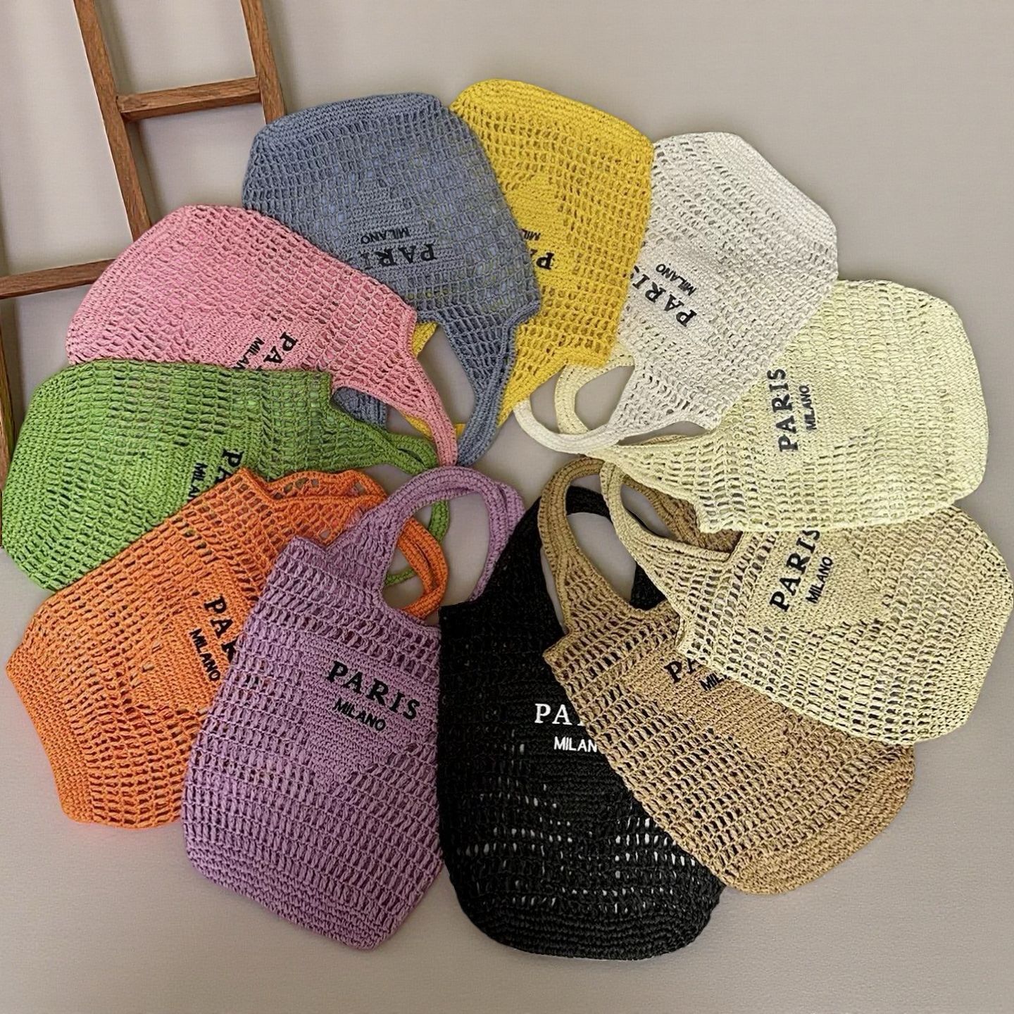 Free Shipping New Designer Bag Letter Embroidery Handwoven Bag Hollow Crochet Straw Bag Beach Vacation Beach Bag Straw Bag For Women Exquisite Shopp