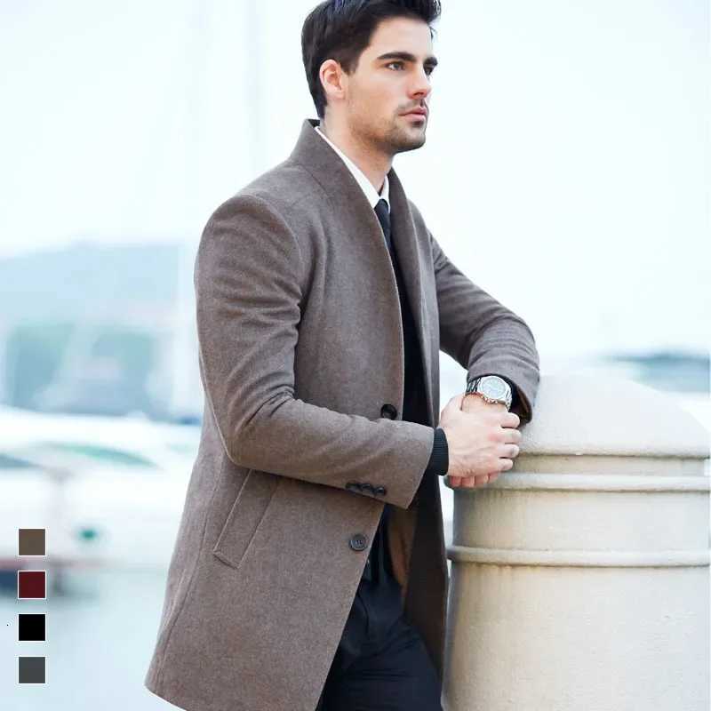 Winter Wool Coat Men Casual Plus Size Long Blend Coat Khaki Vintage Mens Overcoat Woolen Coat Male Outerwear Topcoat 4xl 5xl 6xlXJ250827