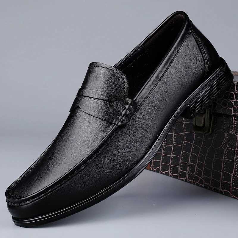 Classic Casual Simplicity Loafers Genuine Leather SlipOn Flats Breathable Business Shoes Low Heel Mens Driving ShoesXJ250827