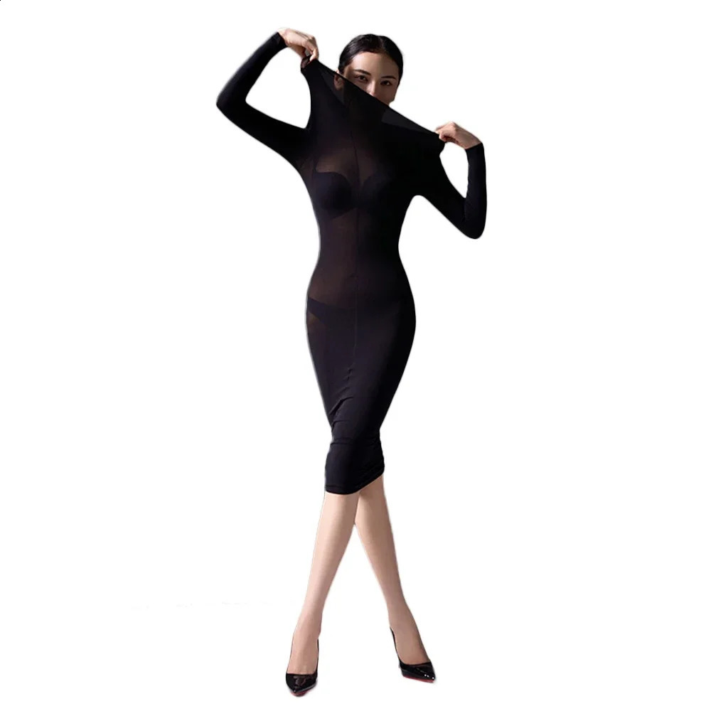 Sexy Exotic Mash Cover Head Pencil Dresses For Women Elastic Shaper Package Hip Step Woman Clothing Elegant Party Dress 250827