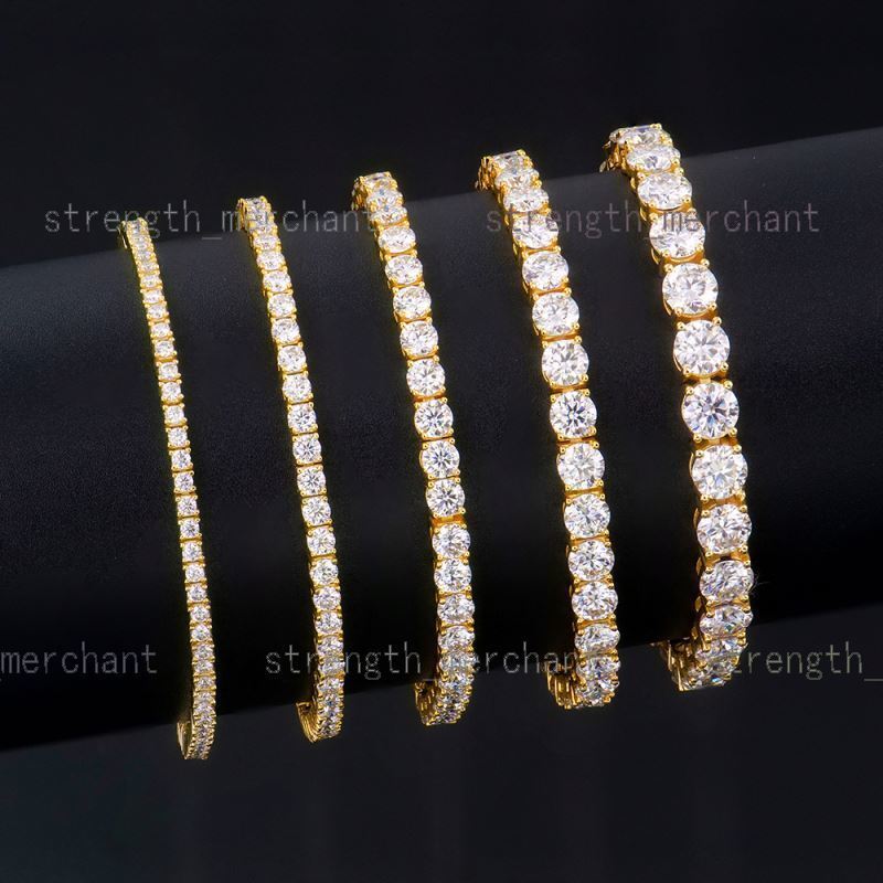 High Quality Fine Jewelry 18k Gold Plated 925 Silver 26mm Mens Iced Out Vvs Mossanite Moissanite Diamond Tennis Chain Bracelet