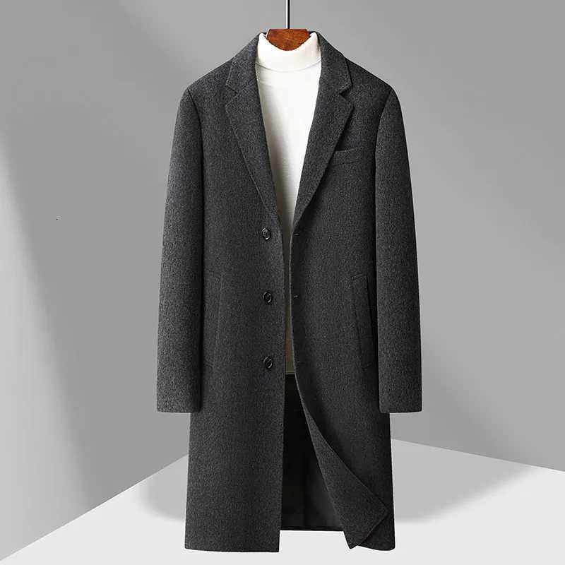 Winter Mens WoolBlend Overcoat with Detachable Puffer Vest Cashmere Coat Quiet Luxury Mens Garment Black Coffee Gray AttireXJ250827