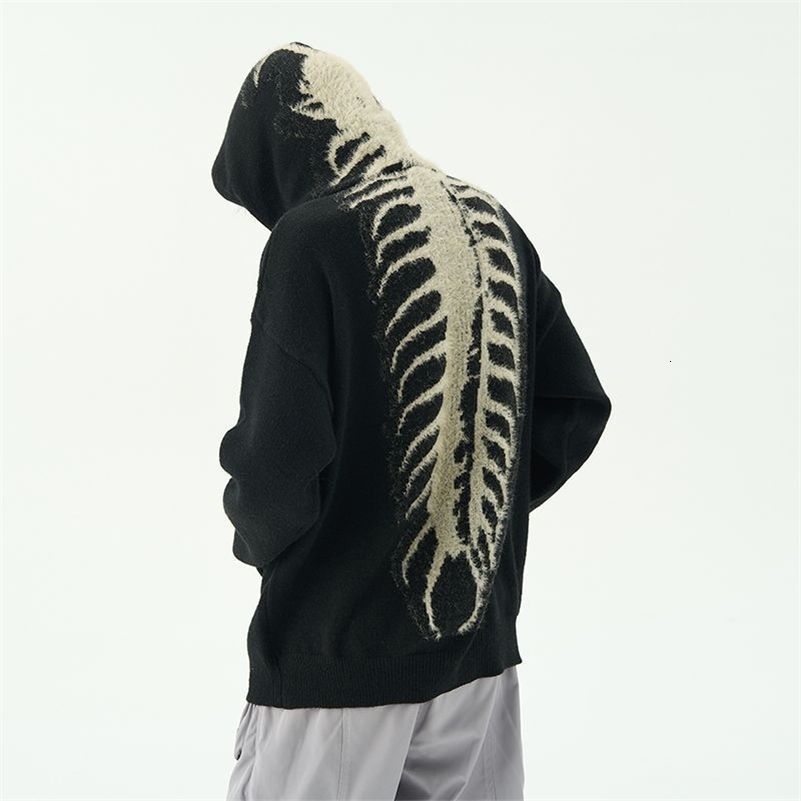 American men centipede pattern sweater vibe hooded sweater retro high street ins men and women trendy sweater 250826