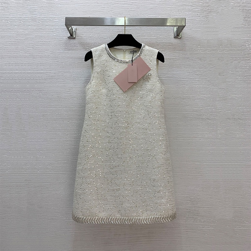 dresses women's Designer dresses for woman Luxury Casual Dresses M brand high-end French style with small frills sequins bows glittering elemen