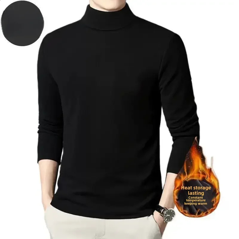 Winter Thickened Inner Fleecelined Mens Polo/turtle Neck Warm Long Sleeve Base Layer Top Autumn Fashion Thermal underwear250826