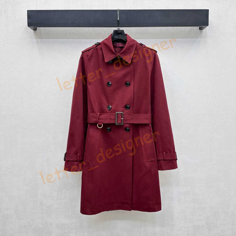 Designer trench coat women 25 New Angora Red Lapel Windbreaker with Belt fashion Long Jackets for women High Quality Outwear Trench Coat SML