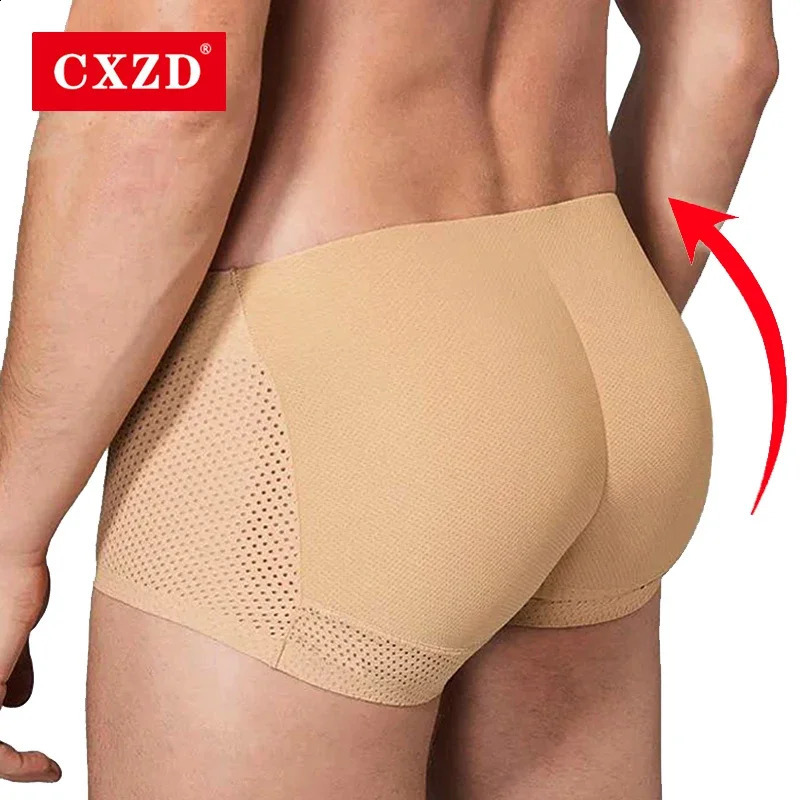 CXZD Men Breathable Mid Waist Underpants Buttock Lift Body Shaper Butt Padded Underwear Male Push UP Fake Ass Shapewear Briefs250827