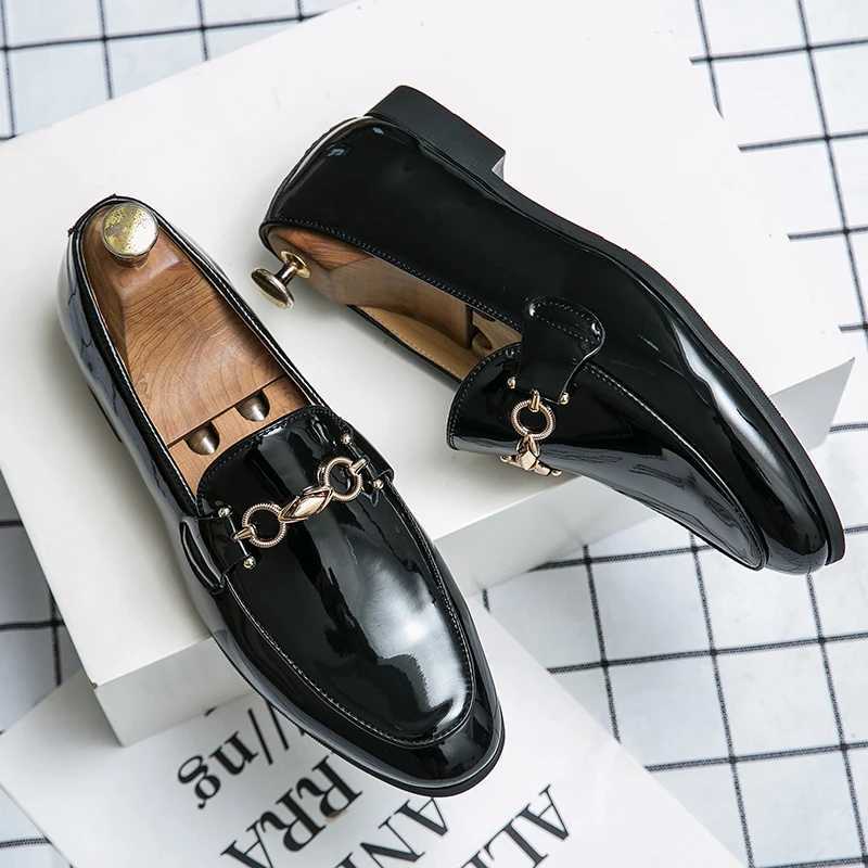 2023 Mens Formal Shoes Fi Patent Suede Leather Dress Shoes for Men Spring Autumn Brand Business Office Wedding FootwearXJ250827