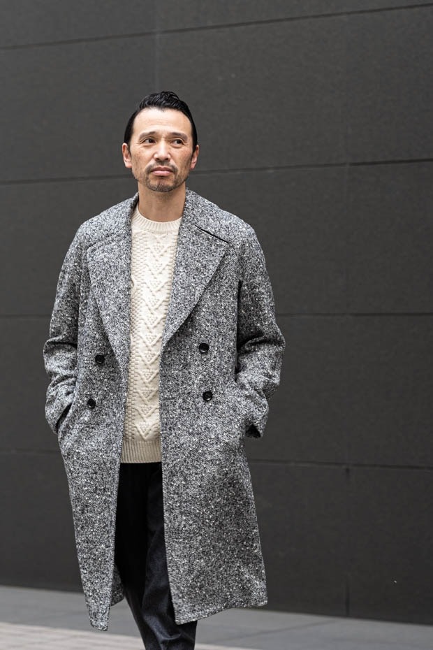 Autumn Winter New Men's Overcoat Wool Blend Commute Coat With Belt Tweed Midi Length Double Breasted Warm Coat Customized