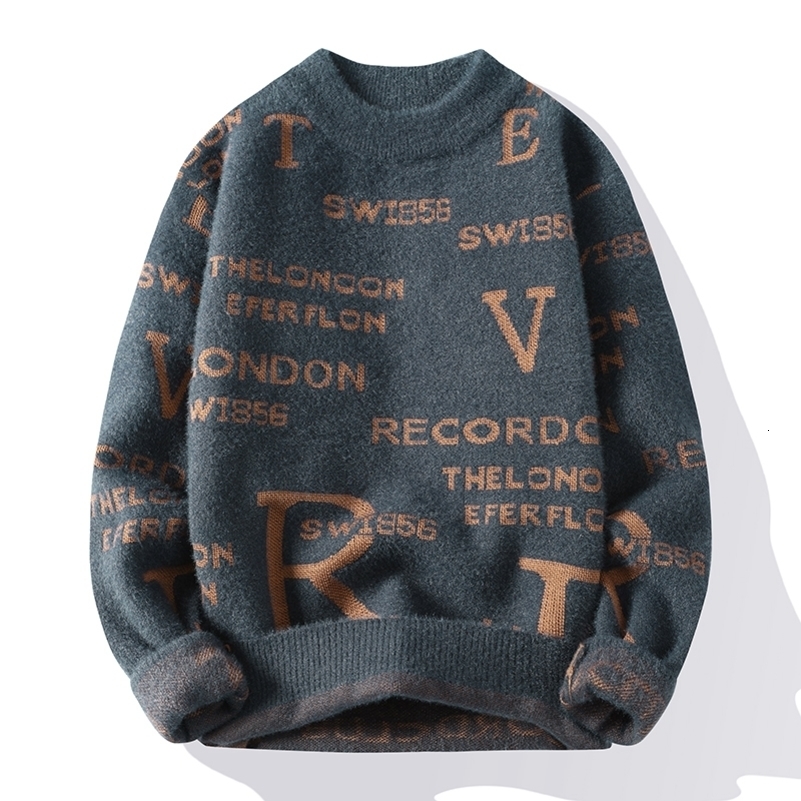 Fashion Letter Sweater For Mens Pullover ONeck Slim Fit Jumpers Knitwear Warm Winter Korean Style Casual Clothes 250826
