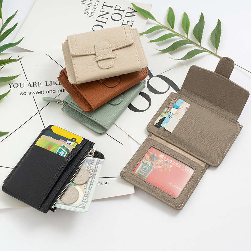 Spring New Fashion Women's Genuine Leather Short Zipper Coin Purse Multi-Card Slot Ultra-Thin Card Holder Small Wallet designer wallet B5
