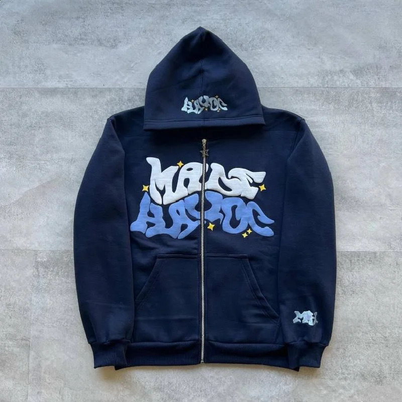 Y2K Letter Printed Hoodies Women Autumn Winter Harajuku Zip Up Hooded Sweatshirt Men Gothic Hip Hop Oversized Jackets Streetwear 250818