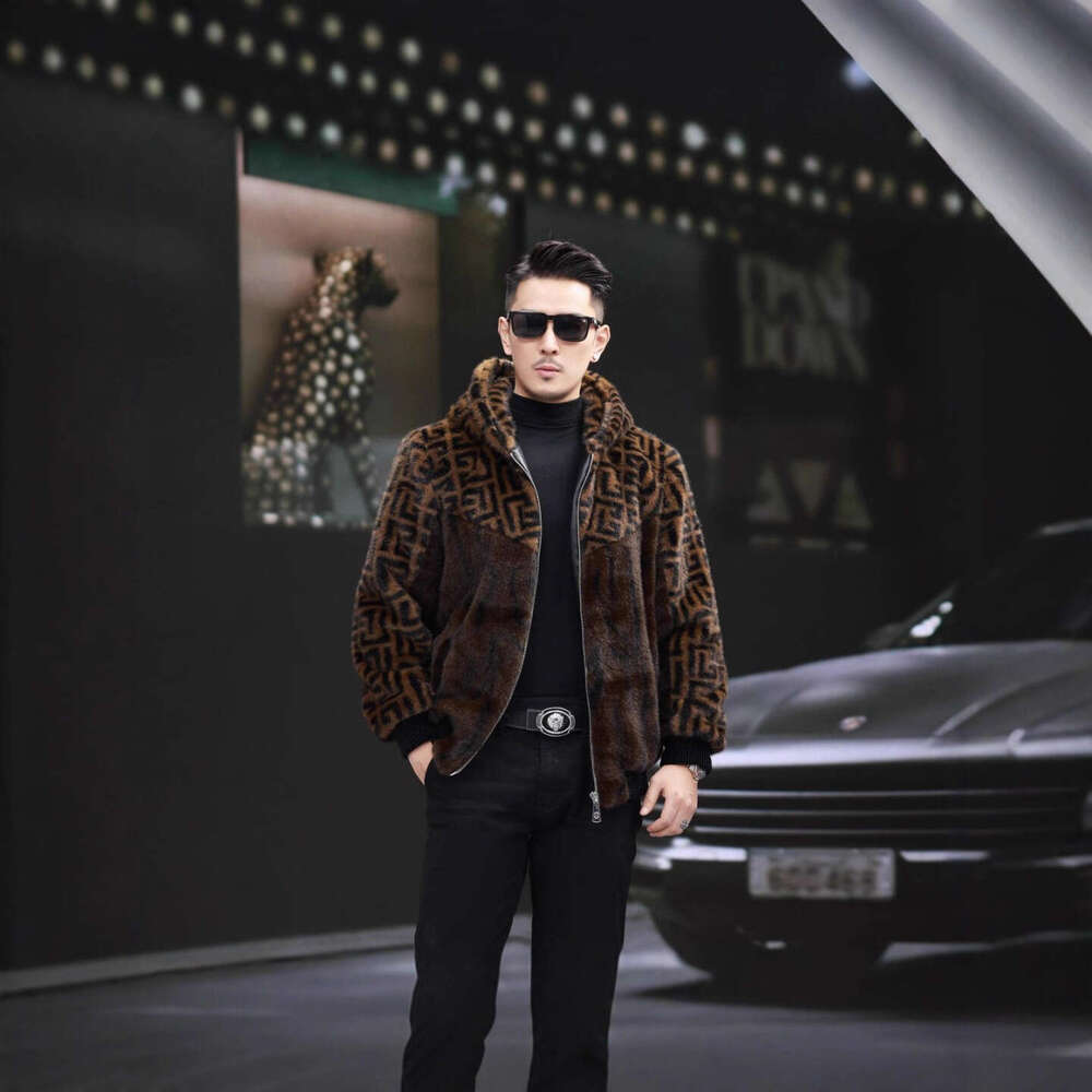 Autumn Winter New Casual Fashion Designer Clothes Men Zipper Turn-Down Collar Warm Imitation Mink Velvet Jacket Men's Coat