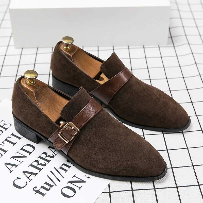 Suede Leather Designer Fi Mens Buckle Dress Male Flats Wedding Driving Party Loafers Casual Office Shoes for Men FootwearXJ250827