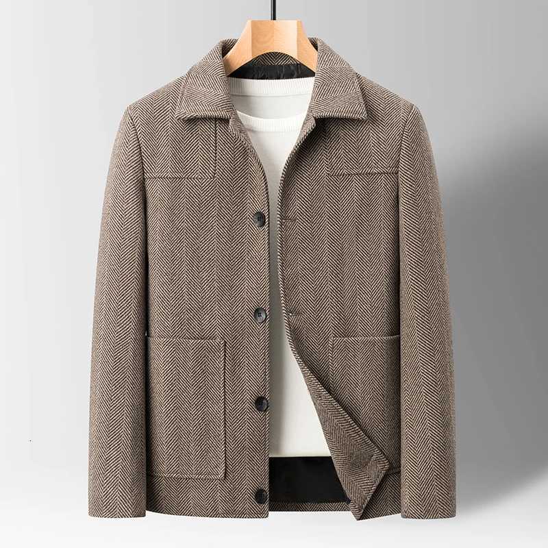 Classic Mens Office Dress Jackets Quality Casual Business Lapel Windbreak Coats Top Autumn Winter Blended Wool Jacket StreetwearXJ250827