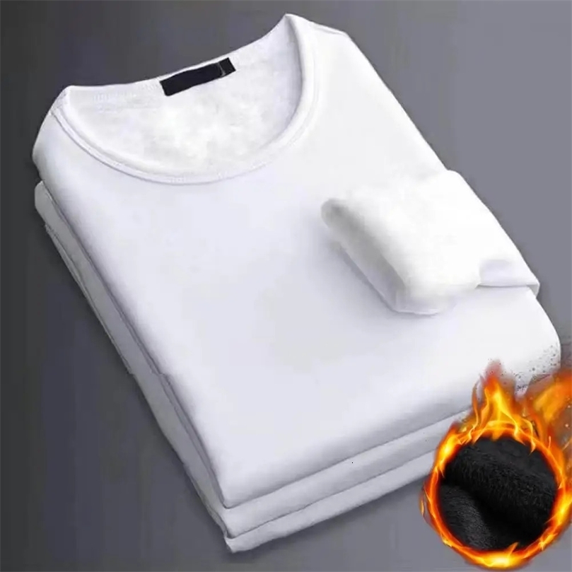 Winter Men Thickening Velvet Warm Tops Mens Longsleeved Thermal Underwer Male Round Neck Fashion Tshirt250826ww