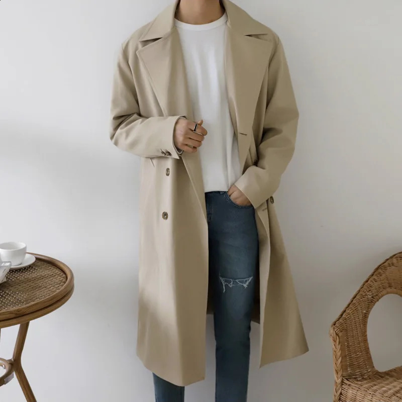 Mens Wear Midlength Trench Coat Thin Style Korean Trendy Handsome Coat Autumn Kneehigh Trench Coat Windbreaker 250827BJ