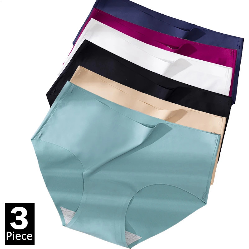 Plus Size Underwear Womens Panties Ice Silk Solid Color Ladies Seamless Underpants Girls Briefs Breathable Sexy Lingerie Female250826