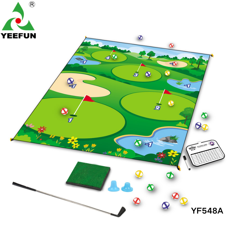Kids&#039; Backyard Golf Practice Play Mat - Realistic - looking Course Design with Fun Elements for Indoor and Outdoor Play-image-1072785445