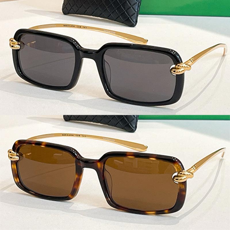 Luxury Women Sunglasses BV1419S Designer Womens Eyewear Gold Metal Knot Temple Rectangular Acetate Frame UV400 Polarized Sunglasses Tourist Vacation