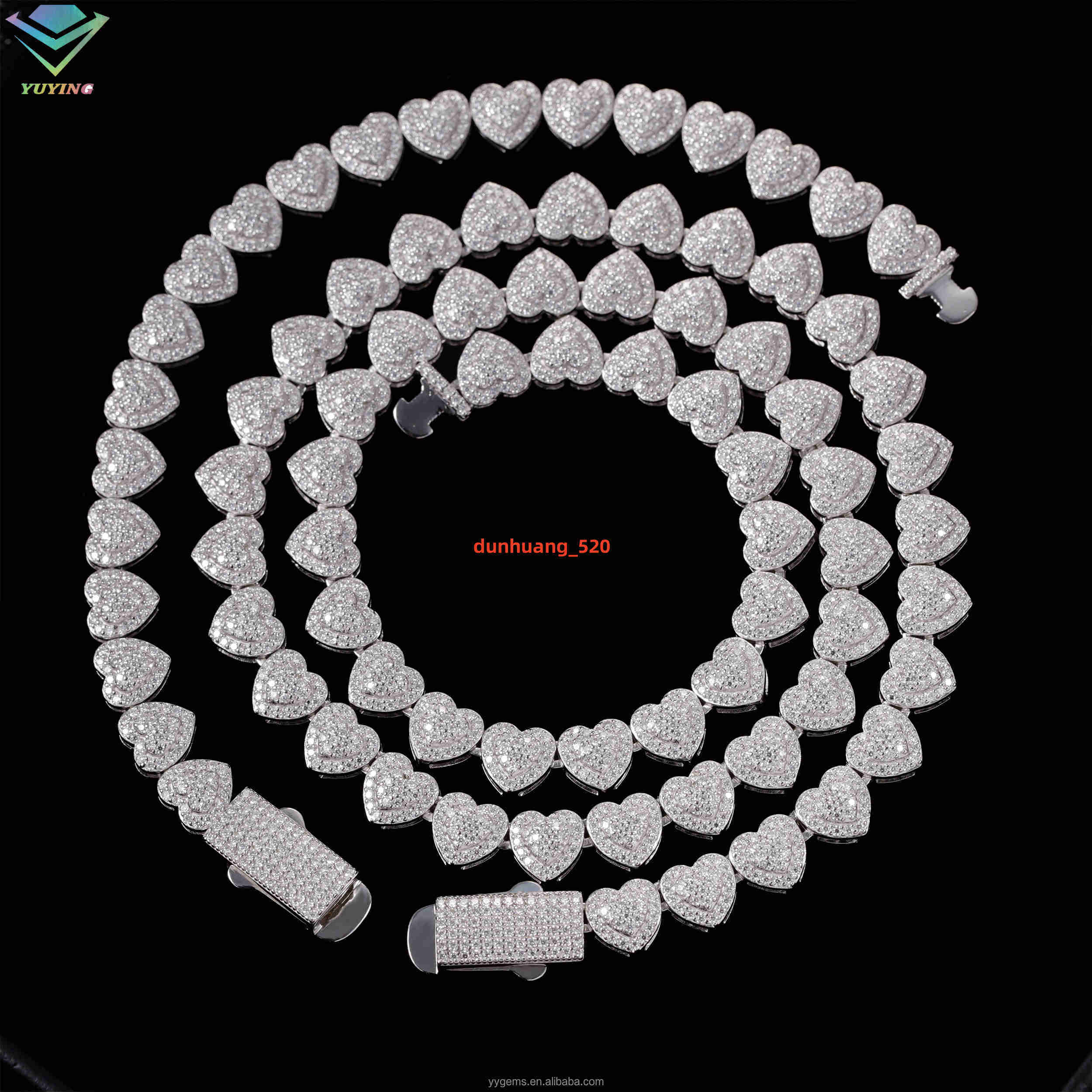 10mm 925 Solid Silver Vvs Moissanite Chain Hip Hop Style Heart Chain Iced Out Cuban Link Chain for Men