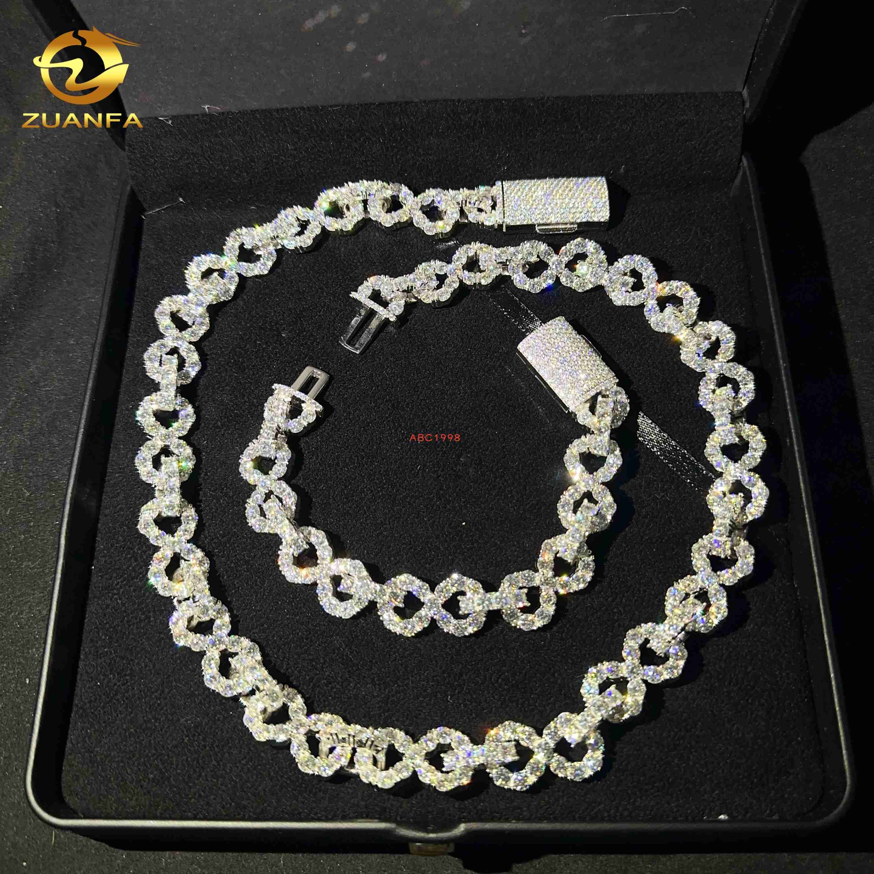 15MM Wholesale Price Miami 925 Sterling Silver Iced Out Luxury Custom VVS Moissanite Hip Hop Cuban Link Chain