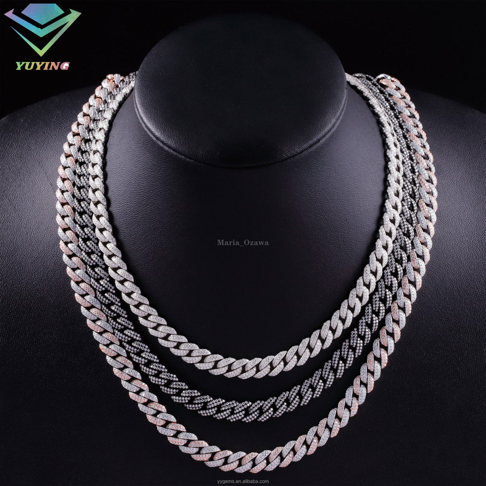 Iced Out 9mm VVS Moissanite Miami Cuban Link Chain Pass Diamond Tester GRA Hip Hop 925 Silver
