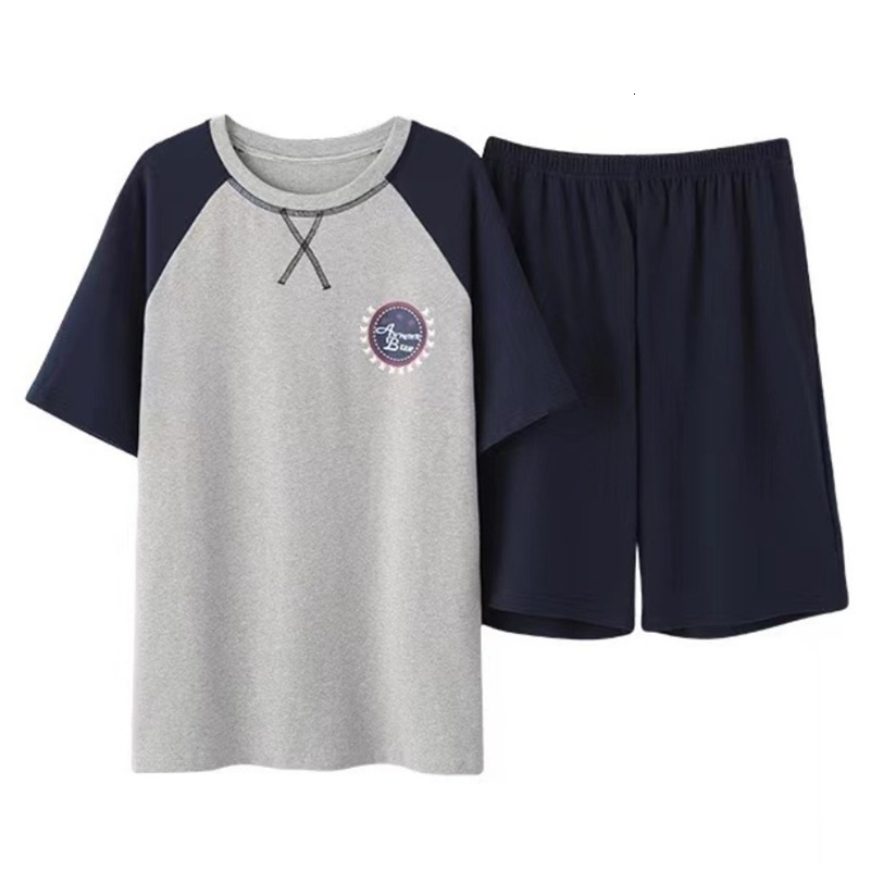 Cotton Mens Pajama Top and Pants Loungewear Athletic Casual Loose Nightwear Set Striped Sleepwear Homewear Two Piece Big Size250827