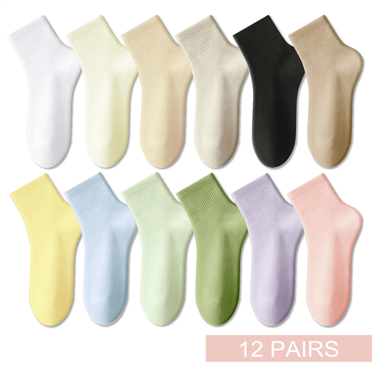 12 Pairs Woman Cotton Socks Men Sock Short Ankle Colorful Autumn Spring Soft Breathable Colorful Girl Sock250827