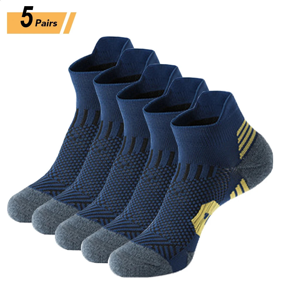 5Pairs Spring Mens Socks AnkleThick Knit Sports Sock Outdoor Fitness Breathable Quick Dry Wearresistant Short Running Sock250827