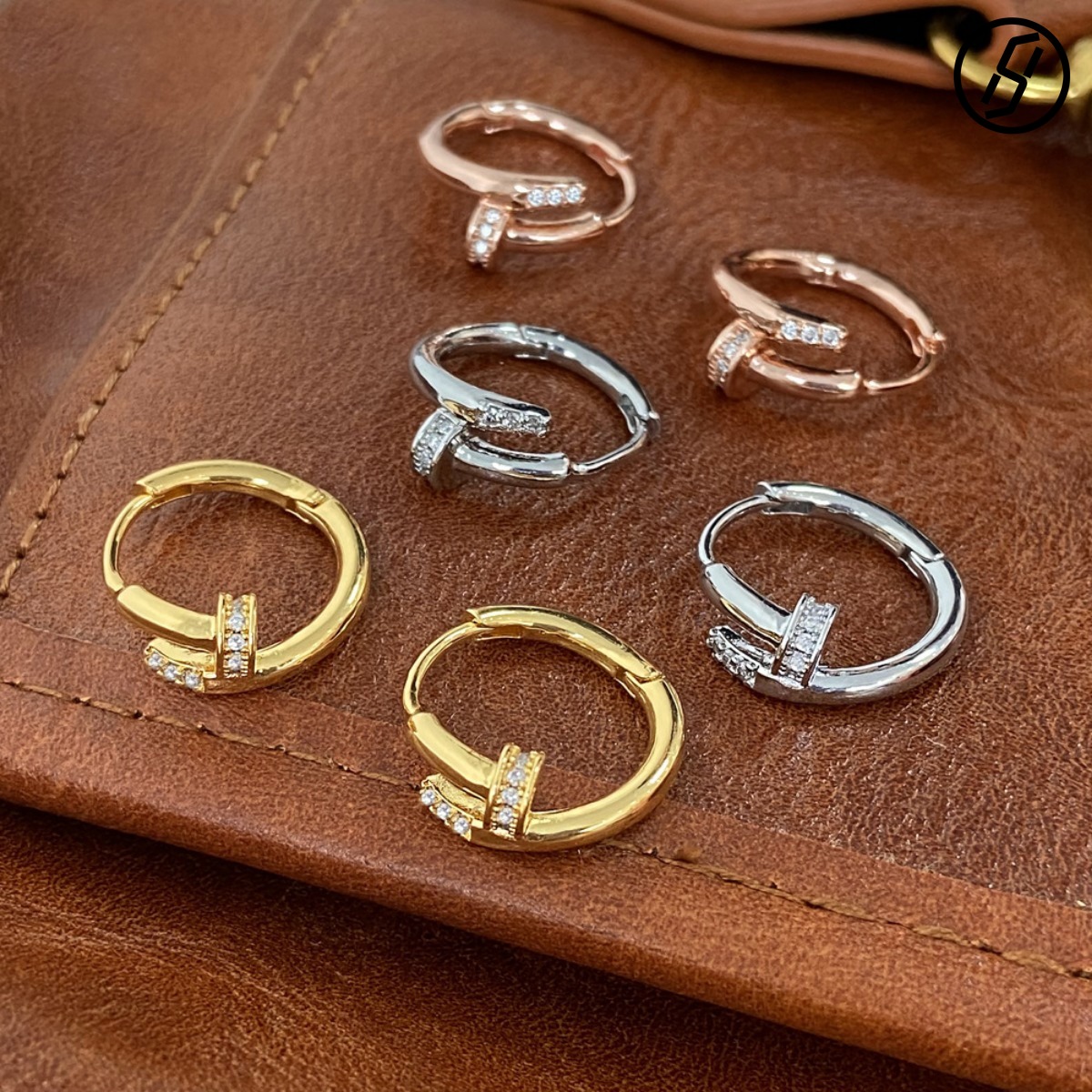 Hot-selling Stars Same Style Nail Earrings European and American INS Trendy Nail Inlaid Zircon Earrings Designer Jewelry Original Earrings