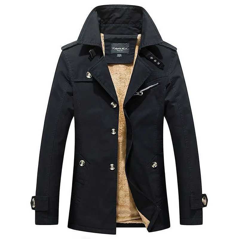 Coat Thick Warm Jackets Mens Windbreaker Brand Mens Clothing New Fleece Men Long Trench Coats Mens Casual Outerwear Classic LongXJ250827