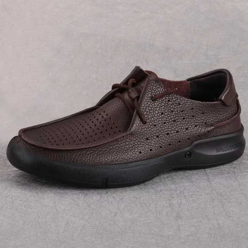Hot Sale Men Genuine Leather Casual Shoes Soft Sole Walking Shoes Luxury Brand Middleaged Old Man Dad Lightweight Loafers ShoesXJ250827