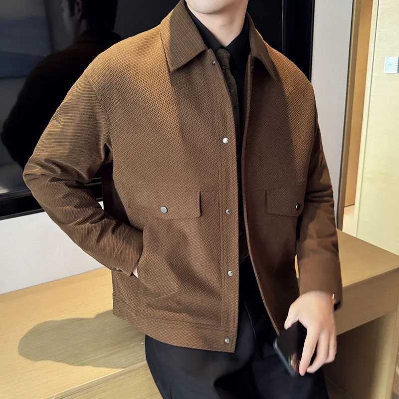 British Style Winter Woolen Jacket for Men High End Thickened Warm Trench Coat Social Office Wool Blends Overcoat Men ClothingXJ250827