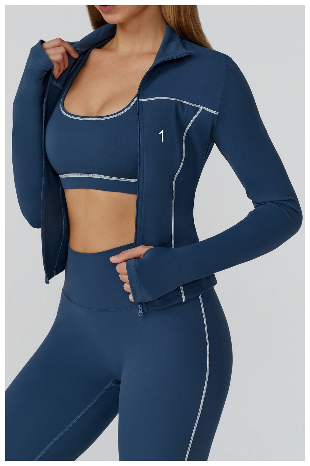 A2036 Women Yoga Jacket Contrast Colored Yoga Jacket Zipper Windbreakers Windproof Slim Jacket Outdoor Gym Coat Running Fitness EWT2036