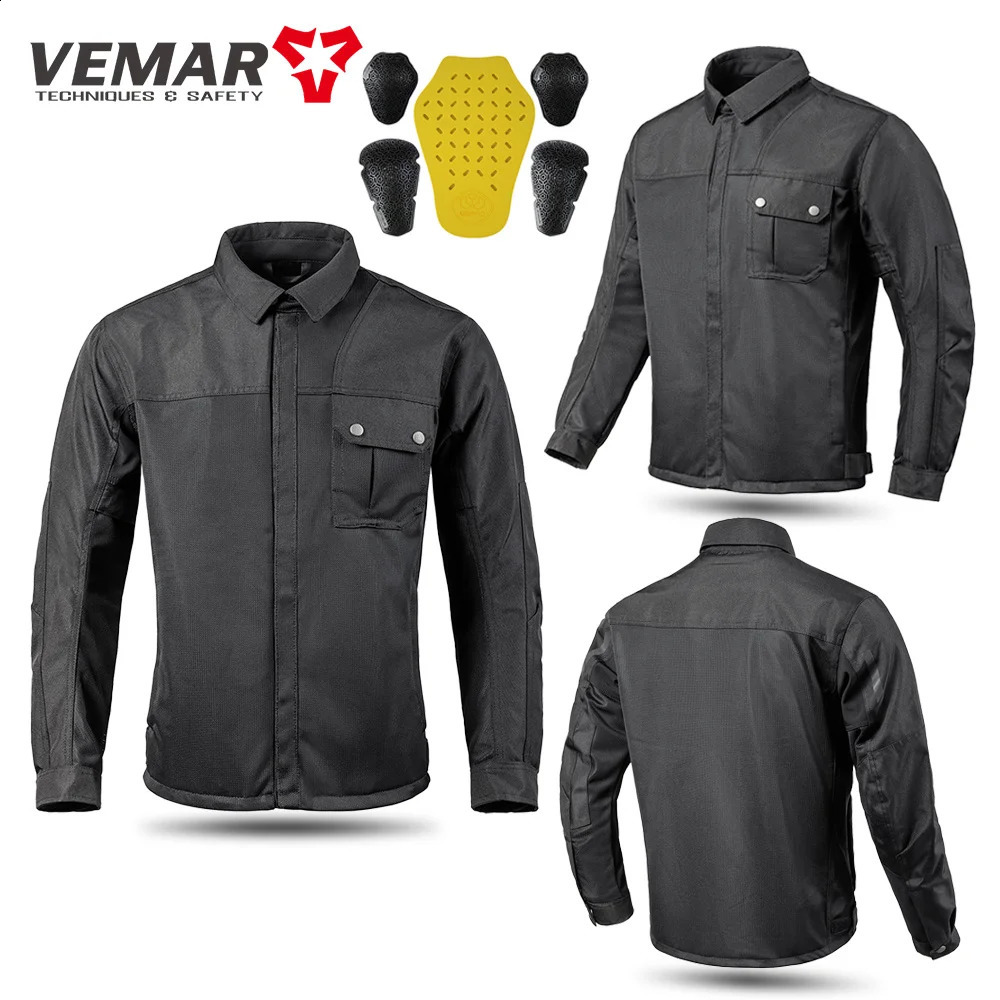 VEMAR Men Motorcycle Jacket Upgraded Summer Breathable CE Protective Retro Black Motorbike Motorcyclist Mesh Clothing 250827