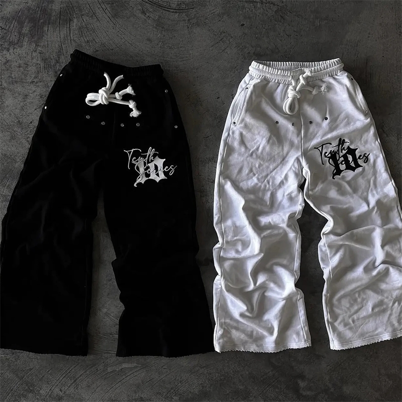 Street Sweatpants Y2K Harajuku Gothic Hip Hop Letter Embroidery Baggy Casual Pants Mens Womens Elastic Waist Jogging Pants250826