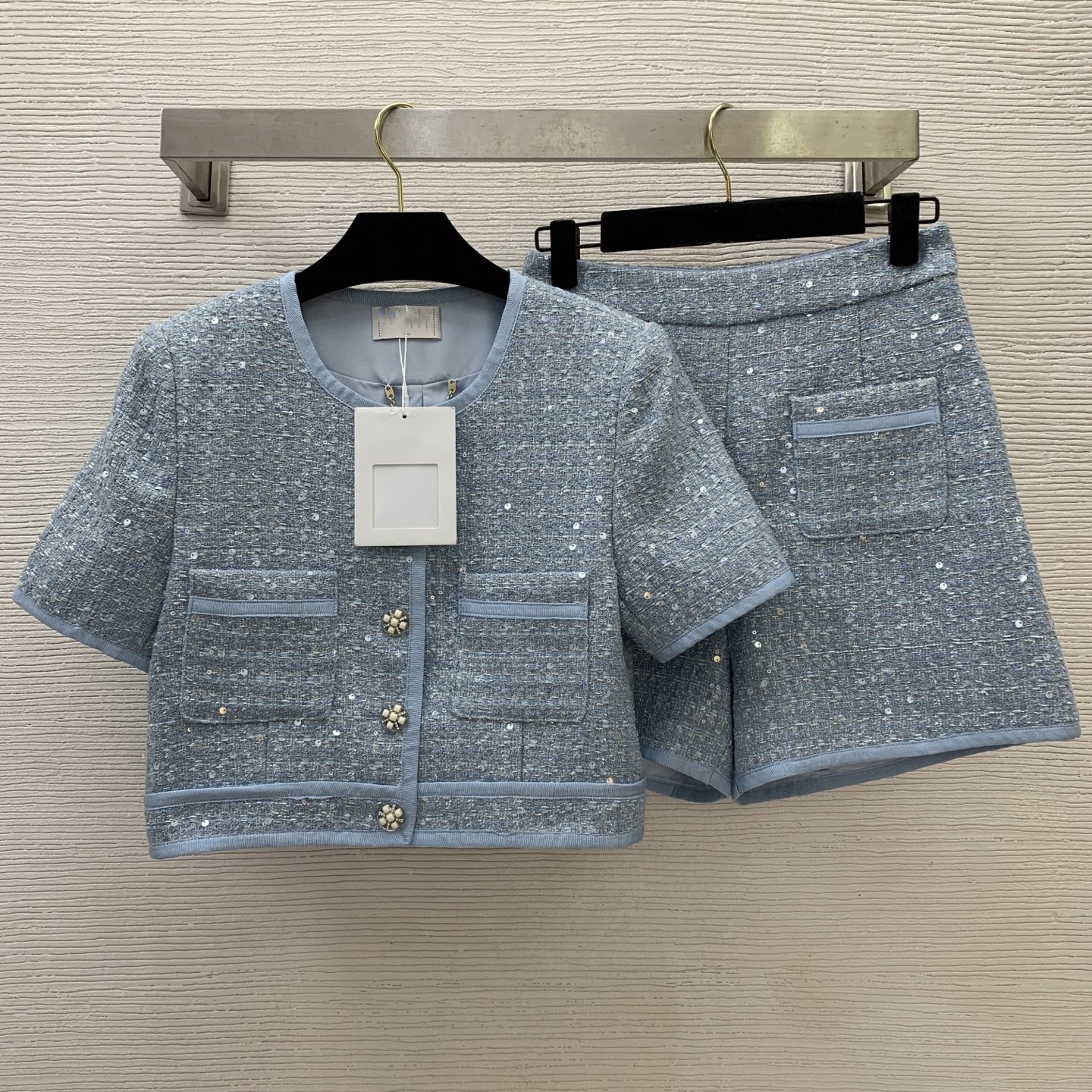 Two Piece Pants women's Designer Two Piece Pants for woman Luxury Two Piece Sets CC Brand Little Haomian Style Sequin Tweed High-End Short-Slee