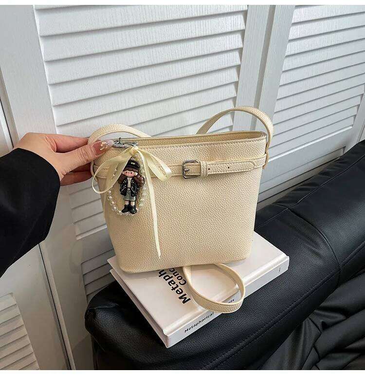 Retro Bucket Women Minimalist Solid Color Shoulder Purse Vibrant Crossbody Bag Casual Stylish Handbag Daily Use